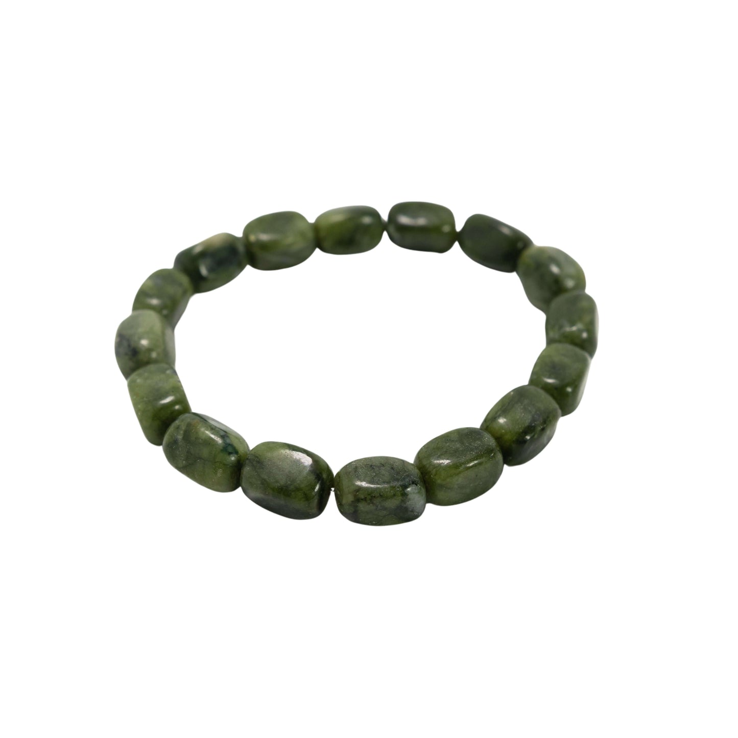 BC Jade Nugget Bracelet-Gemstone Jewelry This bracelet is made with 9x12mm nephrite jade nuggets, also known as BC Jade, British Columbia Jade or nephrite jade, and stretchy elastic. Packaging: This bracelet will come to you in an organza gift bag, along