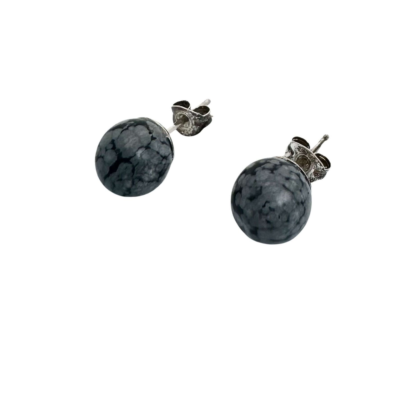 Snowflake Obsidian Earrings, Sterling Silver-Gemstone Jewelry