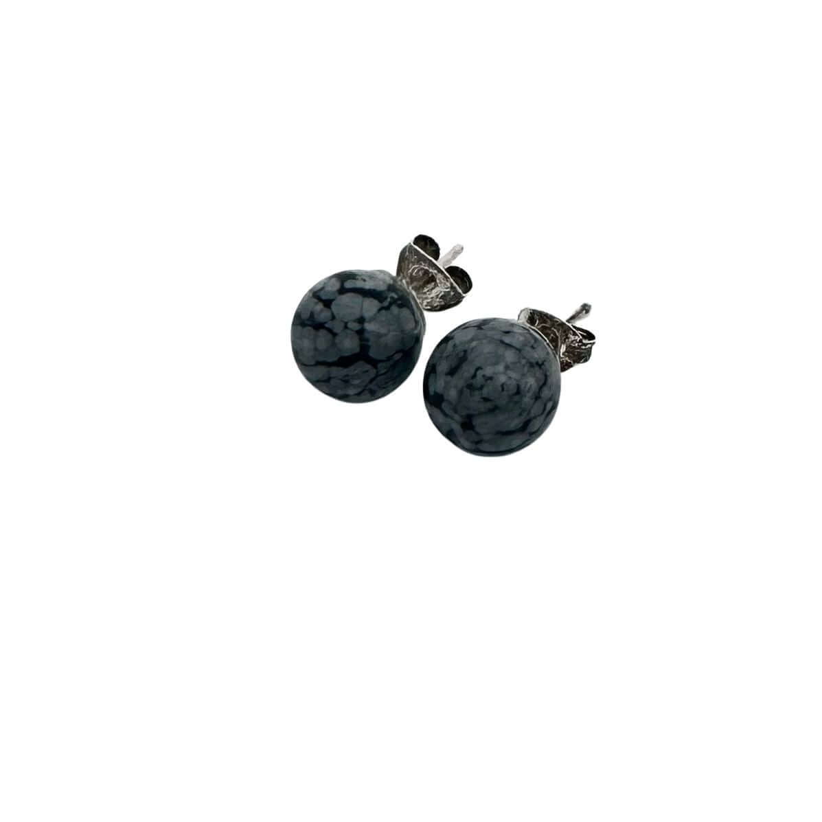 Snowflake Obsidian Earrings, Sterling Silver-Gemstone Jewelry