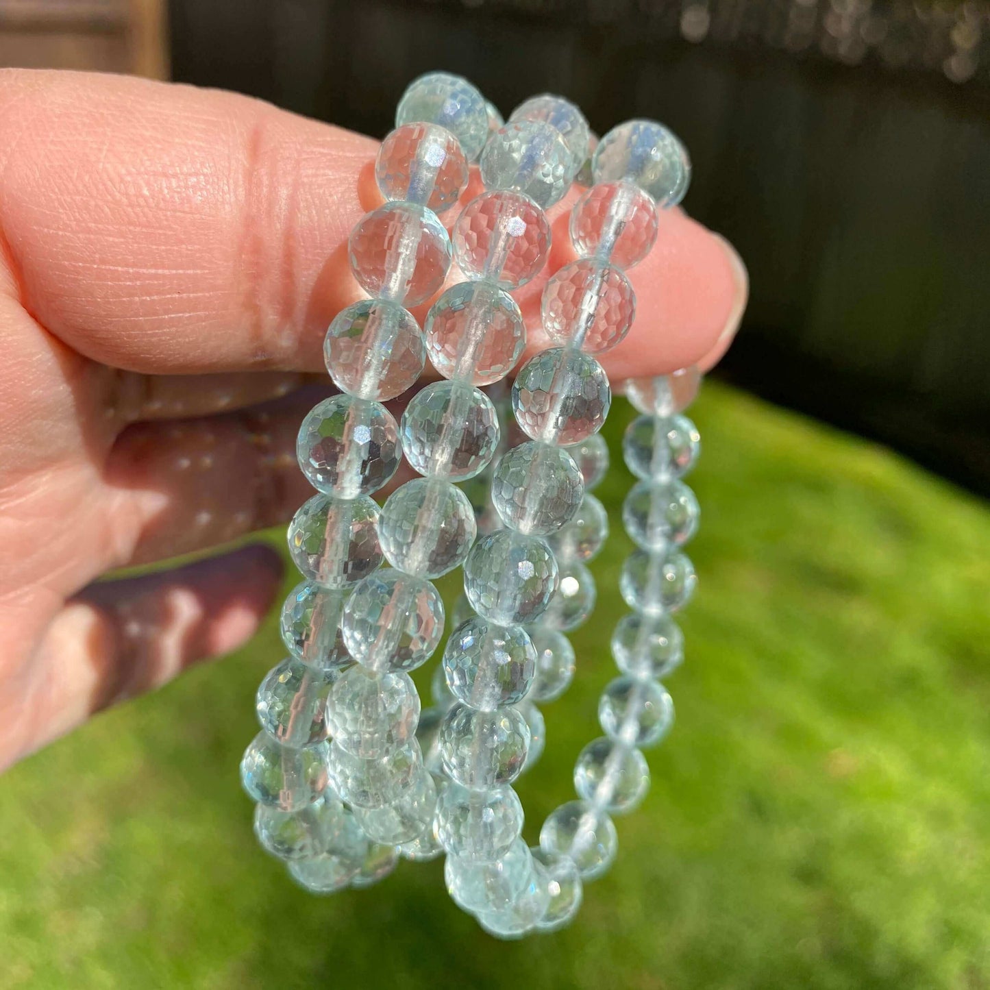 Blue Obsidian Bracelet-Gemstone Jewelry Shine on with this chic bracelet made with faceted blue obsidian and stretch elastic. Packaging: This bracelet will come to you in an organza gift bag, along with an information sheet on the various crystal meanings