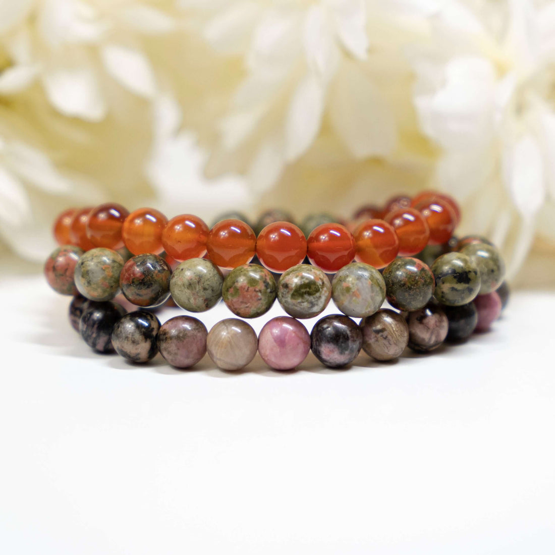 Gemstone Jewelry for the Naturalist Gemstone bracelets are perfect for stacking! Wear your bracelets on your daily ventures, or as a focus/prayer beaded bracelet, helping you meditate/pray or even do yoga. The special properties of the chosen stones are w