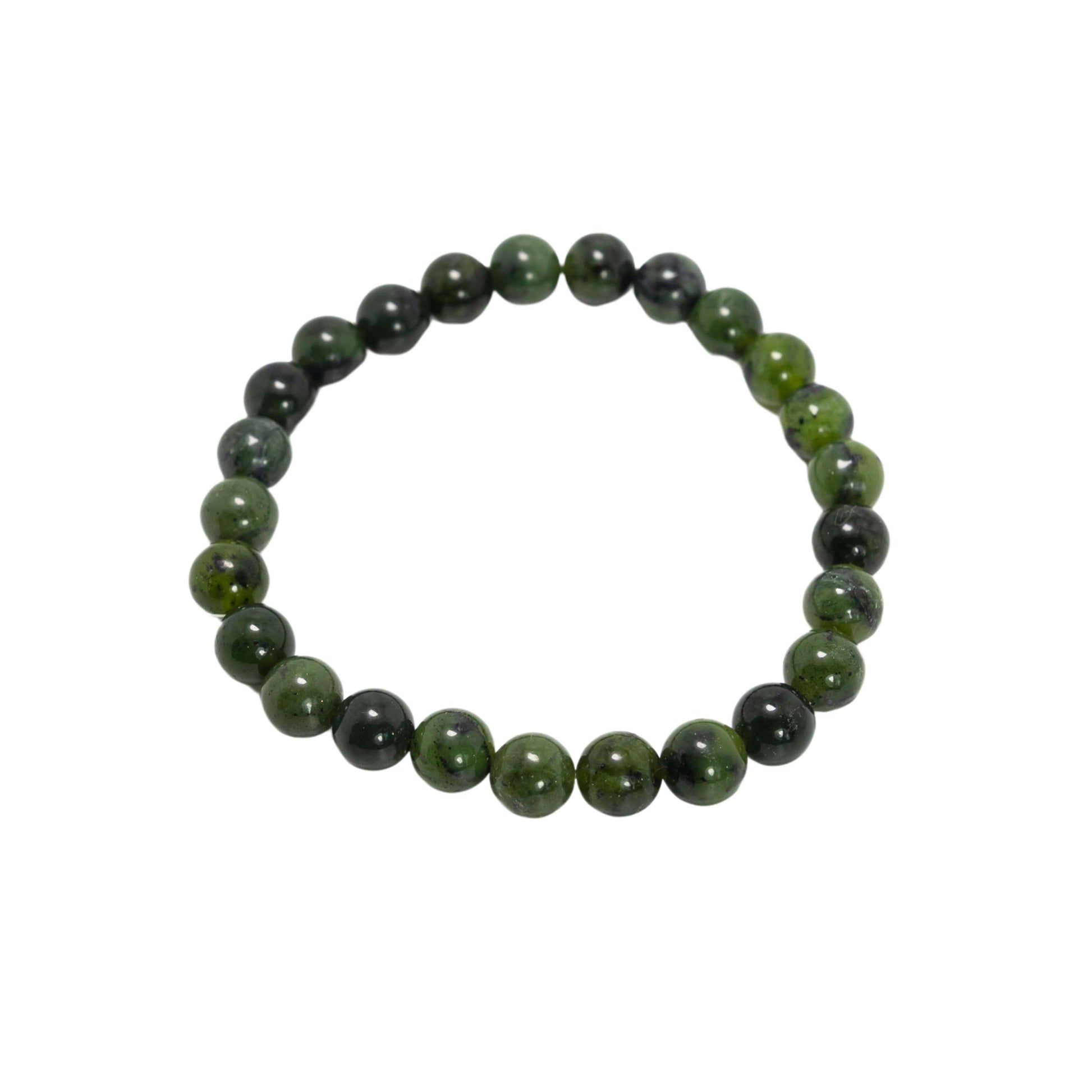 BC Jade Round Bracelet-Gemstone Jewelry This bracelet is made with 100% untreated genuine canadian nephrite jade, also known as BC Jade, and stretchy elastic. Packaging: This bracelet will come to you in an organza gift bag, along with an information shee