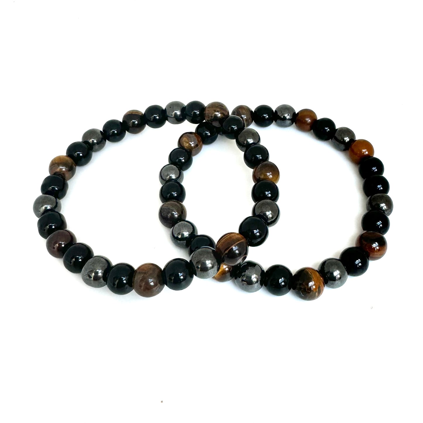 Power Bracelet-Tiger Eye, Hematite & Rainbow Obsidian-Gemstone Jewelry