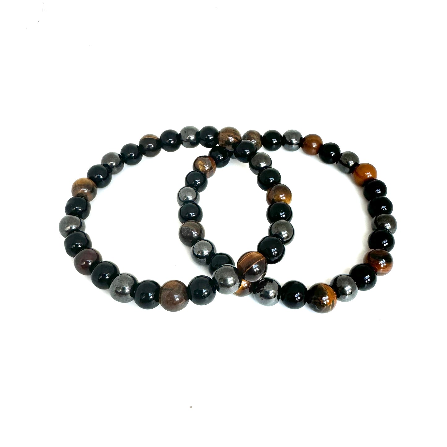 Power Bracelet-Tiger Eye, Hematite & Rainbow Obsidian-Gemstone Jewelry