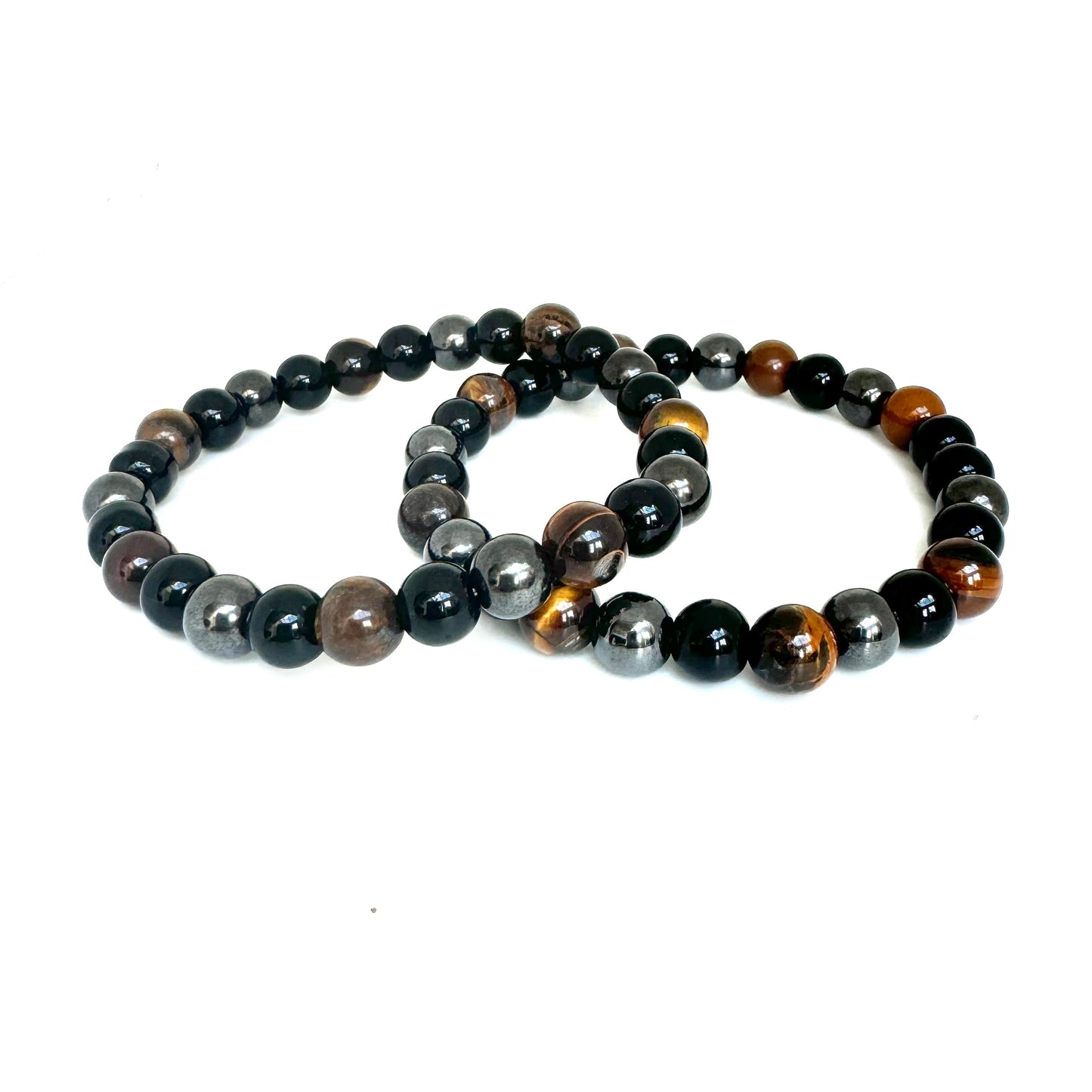 Power Bracelet-Tiger Eye, Hematite & Rainbow Obsidian-Gemstone Jewelry