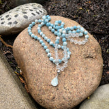 Larimar Mala Necklace-Gemstone Jewelry