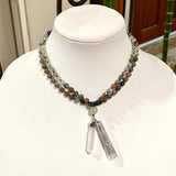 Prehnite & Fancy Jasper Mala Necklace-Gemstone Jewelry