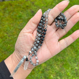 Blue Rutile Mala Necklace-Gemstone Jewelry