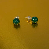 Malachite Earrings, Sterling Silver-Gemstone Jewelry