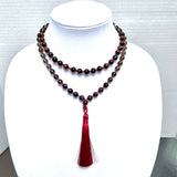 Red Tiger Eye & Smokey Quartz Mala Necklace-Gemstone Jewelry