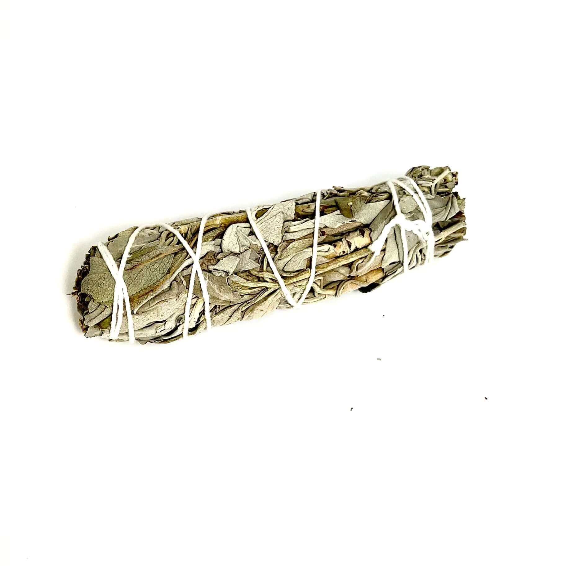 Sage Smudging Bundle-Gemstone Jewelry This bundle is natural white sage, approx. 4 inches (10.6cm) in length. It has been harvested mainly in the prairies and when unavaible it is sourced from California. The sage is harvested by selected indigenous compa