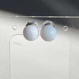 Blue Lace Agate Earrings, Sterling Silver-Gemstone Jewelry