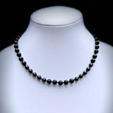 Black Onyx, Matte and Garnet Necklace-Gemstone Jewelry