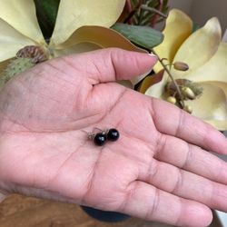 Black Onyx Earrings, Sterling Silver-Gemstone Jewelry These classic and classy black onyx ball stud earrings are perfect for everyday. They are made with 8mm black onyx beads of .925 sterling silver post and butterfly back. Packaging: These earrings will