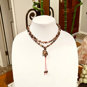 Petrified Wood Mala Necklace-Gemstone Jewelry