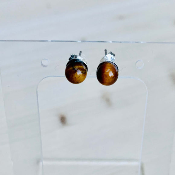 Tiger Eye Earrings, Sterling Silver-Gemstone Jewelry