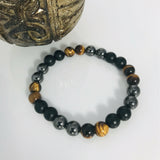 Power Bracelet-Tiger Eye, Hematite & Rainbow Obsidian-Gemstone Jewelry